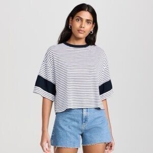 SUNDRY Boxy Blocked Tee striped Medium